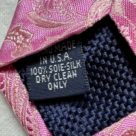 Daniel Cremieux Mens 59” Necktie Hand Tailored 100% Soie Silk Pink Made in USA - Picture 6 of 6